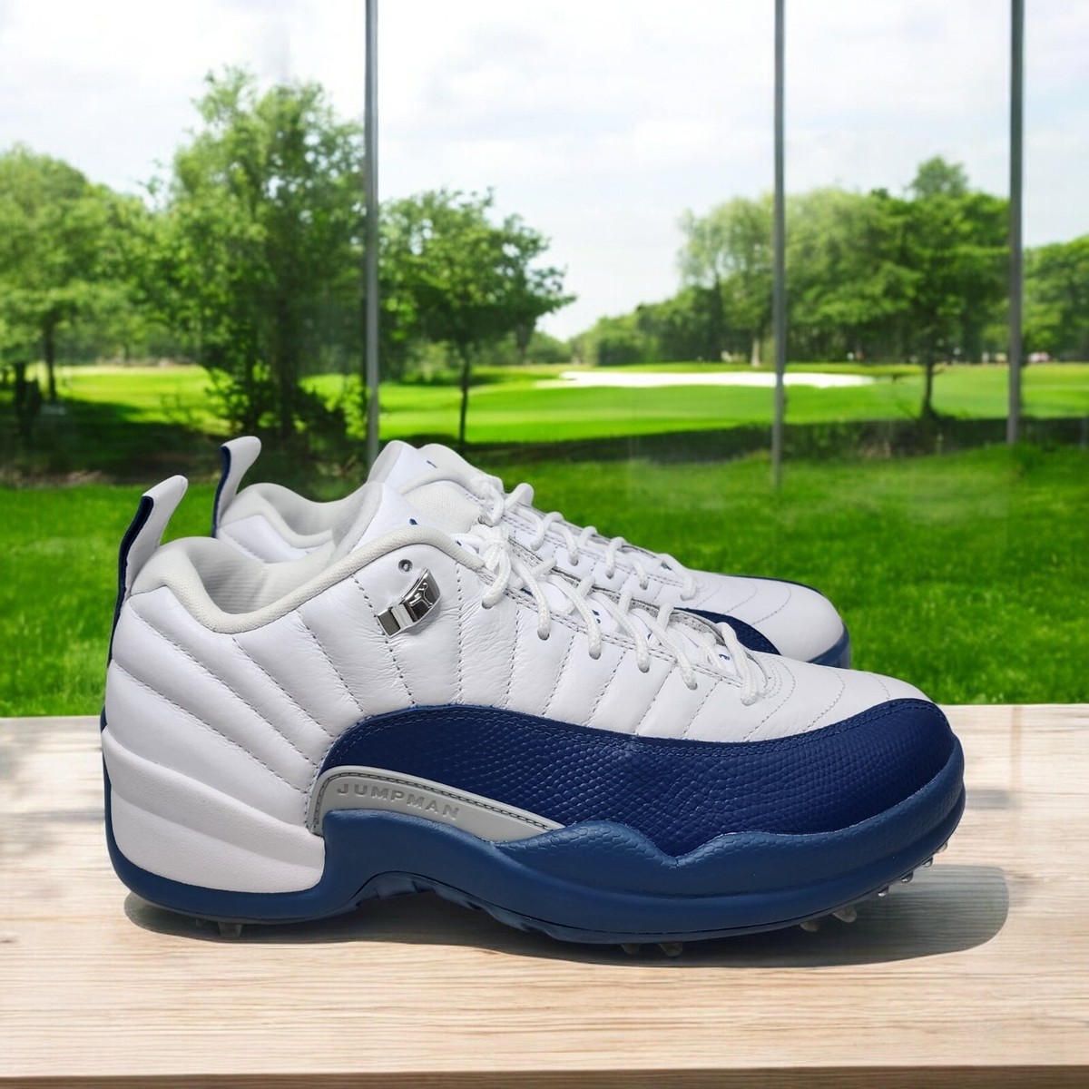 86 Jordan Air Jordan 12 Golf ホワイト/ブルー Nike Air Jordan 12 Low Retro Golf Shoes French Blue White