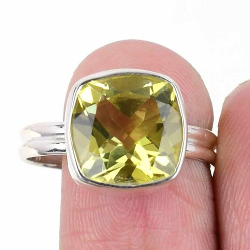 Natural Citrine 925 Solid Silver Wife Wedding Anniversary Cluster Ring Size 10 - Picture 3 of 8