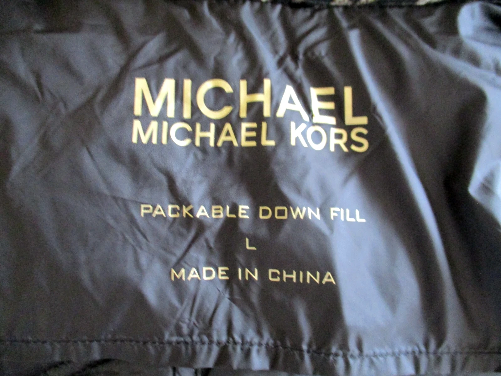 Michael Kors piumino confezionabile giacca con cappuccio stampa leopardata L donna