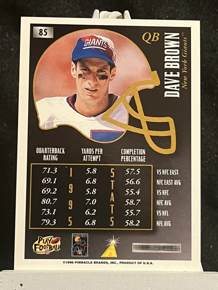 1996 Summit Silver Foil New York Giants #85 Dave Brown Football NFL Card - Image 2 of 2