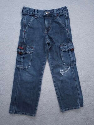 WRG Wrangler Jeans Co Boys Size Regular Cargo Straight Leg Blue Denim  Vintage