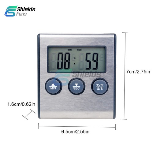 Digital Food Thermometer Temperature Meter Timer Meat Probe For Cooking BBQ Oven - Picture 22 of 27