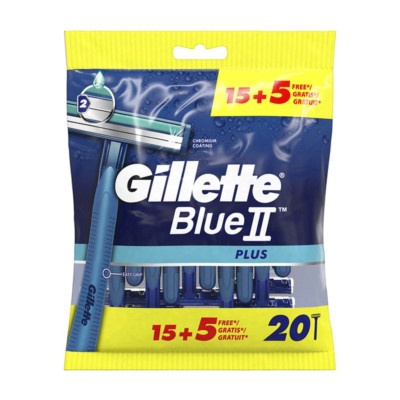Gillette Blue 2 Plus Men's Razor Blades 15+5 Free شفرات حلاقة جيليت