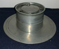 Large Vintage and Unique PEWTER INKWELL with 5 Holes for Multiple Use