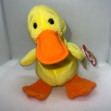 Rare, Retired, Ty Beanie Babies - Quackers The Duck. Tag Errors