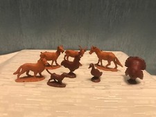 Vintage Plastic brown auburn farm animal figures set of 8
