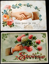 N°790/106  2 Cartes Postales Anciennes Souvenir Chromo  Découpis