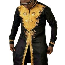 African-style Men's Clothing Spring New Youth Stand-up Collar Printed Long-sleev