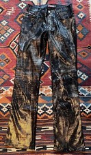 Bubblegum USA Y2K Black Snakeskin Bootcut Gold Metallic Pants GLAM 3/4