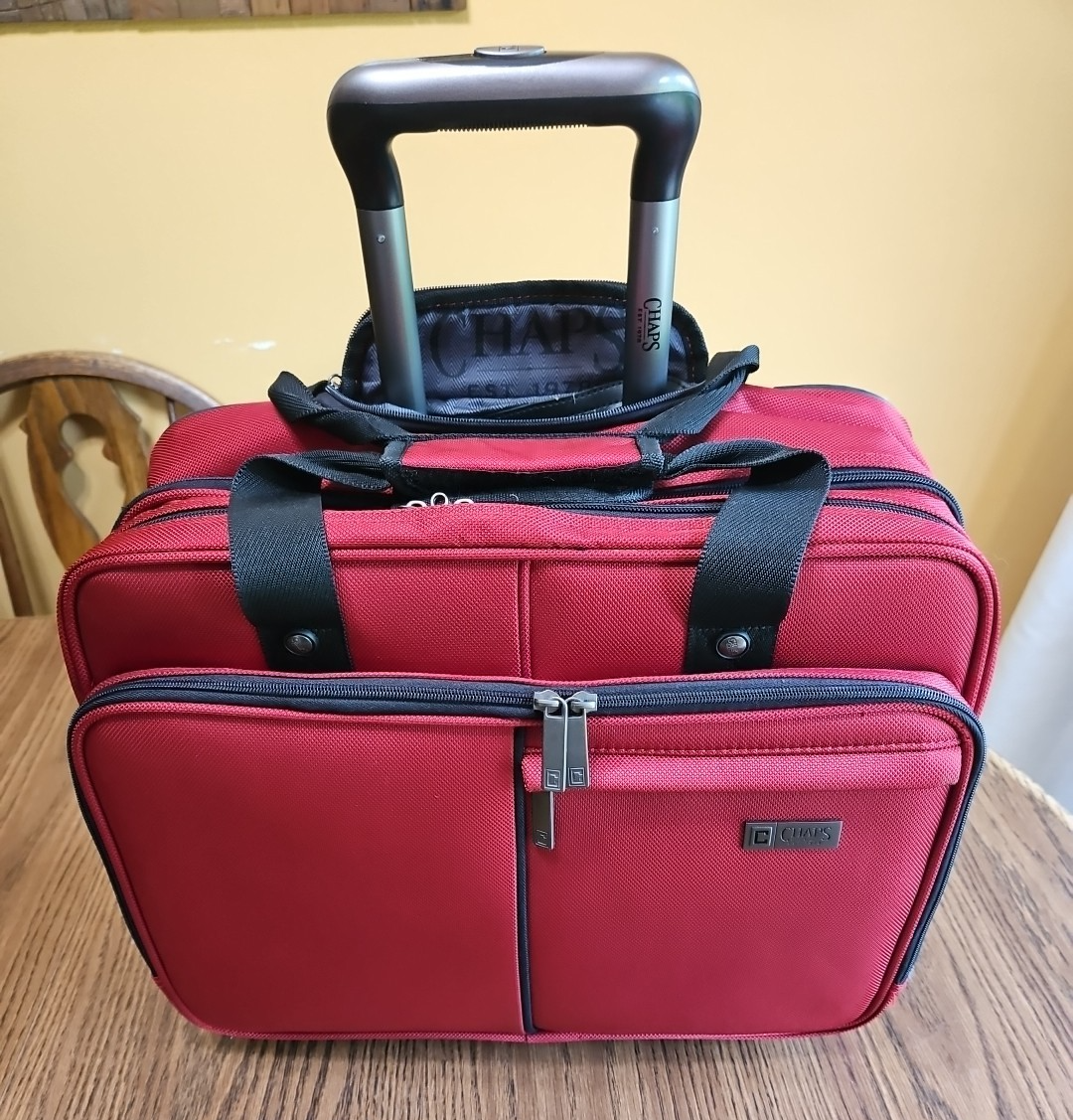 Chaps RED Luggage Carry On Wheeled Under Seat Weekender Bag Travel Tote  Suitcase - Main Image