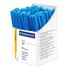 Staedtler Stick 430 F-3CP5 Fine Ballpoint Pen - Blue - Class Pack of 50