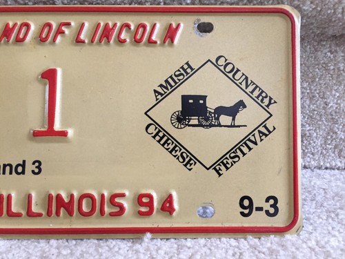 IL Special Event License Plate 1994 Amish Cheese Festival Arthur #1 FREE SHIP - Picture 4 of 5
