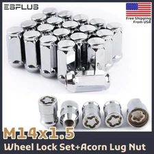 24x Chrome M14x1.5 Wheel Lock + 1.8" Acorn Lug Nut Fit Buick 2008-2024 Enclave