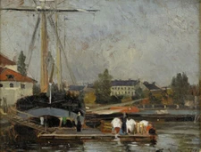 Dream-art Oil painting French-Harbor-Carl-Skanberg free shipping cost to world