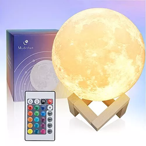 Mydethun 16 Colors Moon Lamp Moon Light with Brightness Control, LED Night