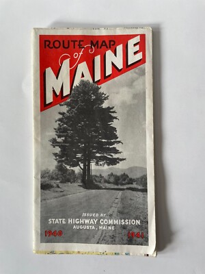 Vintage 1940 1941 Maine Route Map State Road Map