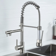 Kitchen Sink Faucet Stainless steel Single Handle Pull Down Sprayer Swivel Mixer
