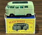 Vintage Lesney Matchbox #34 Volkswagen Caravette Camper W/ Original Box ~ Mint