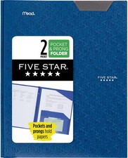 Five Star 2 Pocket Folder, Stay-Put Folder, Plastic Colored Folders with Pockets