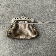 Art Deco Era Gold Mesh Coin Purse Ornate Kiss Lock With Lucky Coin