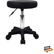 Round Rolling Stool Height Adjustable Stool with Wheels for Spa Salon Massage...