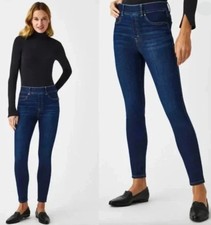 SPANX Women  s Blue Skinny High Rise Pull On Slimming Shaping Jegging Sz. Large