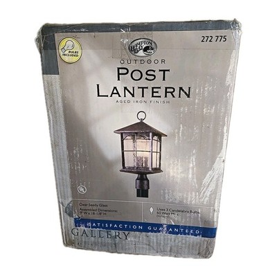 Hampton Bay Outdoor Post Lantern Aged Iron Finish 272 775