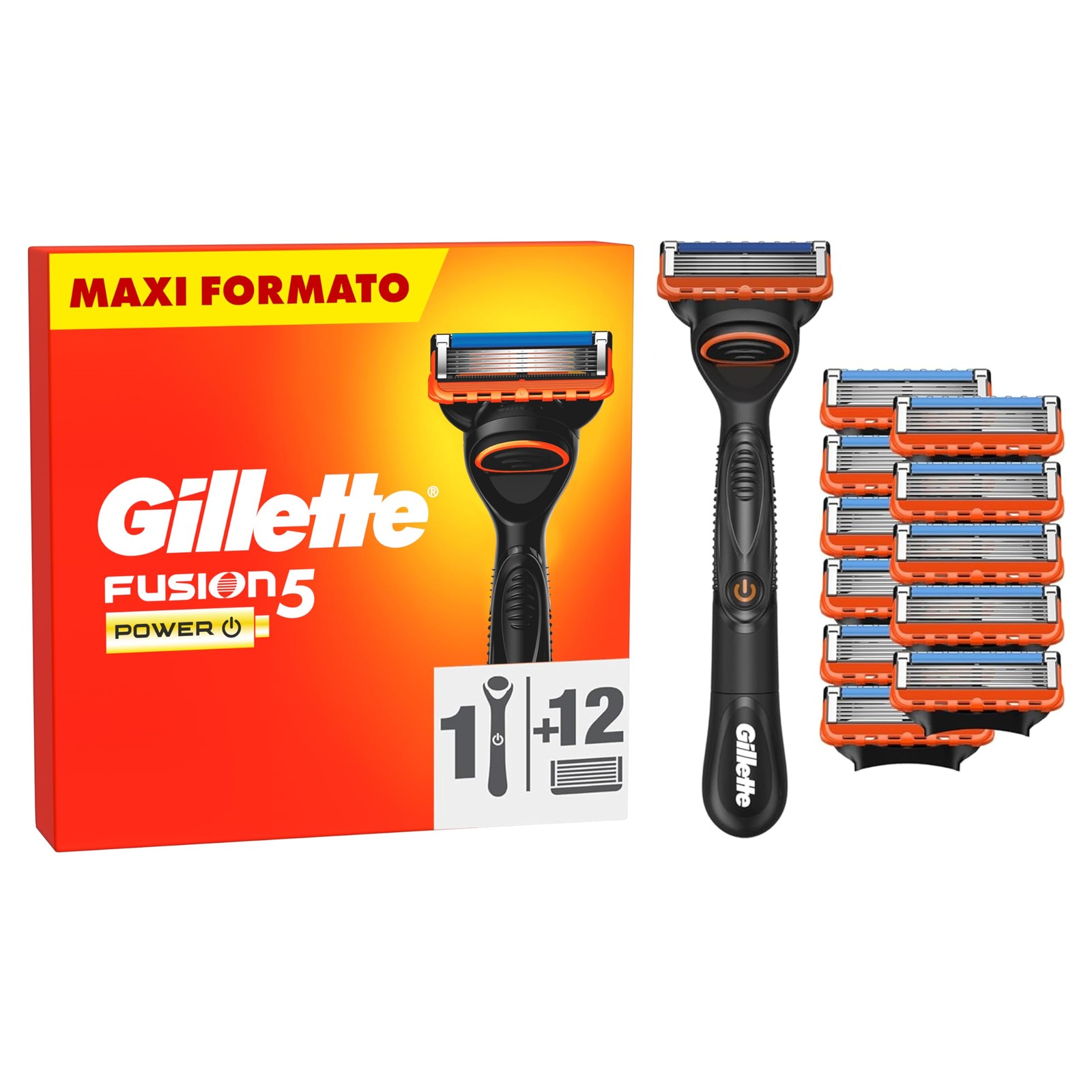 Gillette Fusion 5 1 Rasoio Barba Manuale e 12 Lamette Da Barba Di Ricambio per
