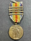 WW1 WWI Military US Army Allied Victory Medal 4 Bars Aisne-Marne, Mihiel, Meuse