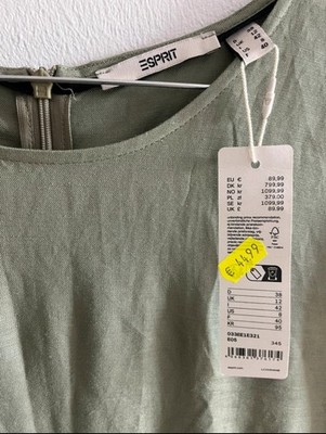 Leinen Kleid Neu von Esprit Öko Style Gr. 40 mit Etikett NEU