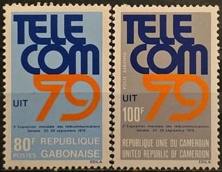 Gabon Cameroon MNH Scott 432 & C281 Telecom '79 Geneva 1979 VF Single Stamp Set