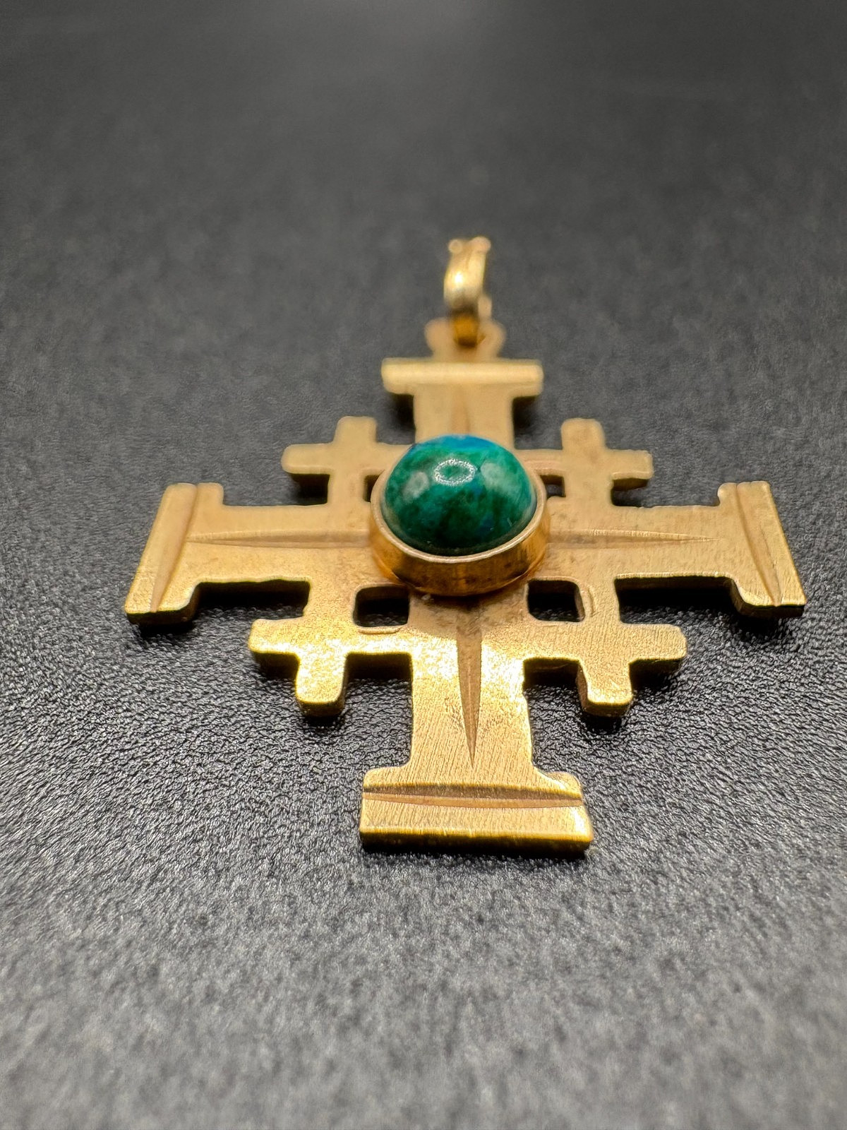 14K Solid Gold Handmade_Eilat Stone_Jerusalem Cro… - image 6