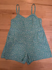 2 Torrid Teal Ditsy Smock Back Tank Top Pockets Romper Wide Leg Shorts 18 20 — photo 1