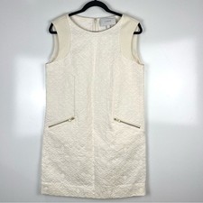 J. Crew Ivory Jacquard Shift Dress Sleeveless Pockets Women’s Medium