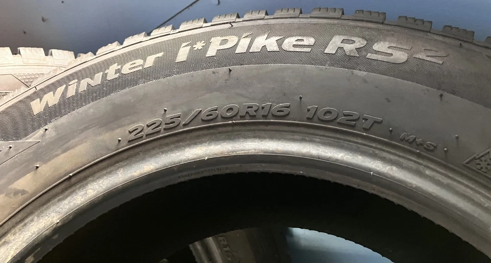 Snow Tires (4x) 225/60R16 102t Hankook Winter I Pike RS2 Non-Studded - Image 3 of 4