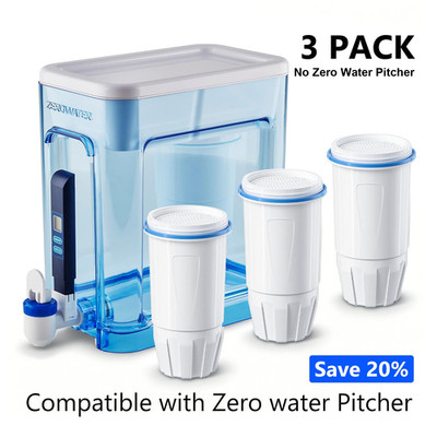 Zero Pitcher Water Filter Replacement 5-Stage 3 Pack Fit ZR-001 ZR-004