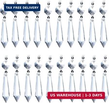 20 Pcs Clear Crystal Chandelier Icicle Prisms Replacement Parts for Lamp Decore