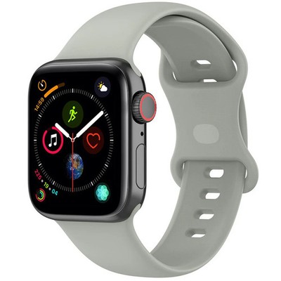 Silikon Armband für Smartwatch 44/45/46/49 mm Bizon Uhrarmbänd Uhrbänd Hellgrau