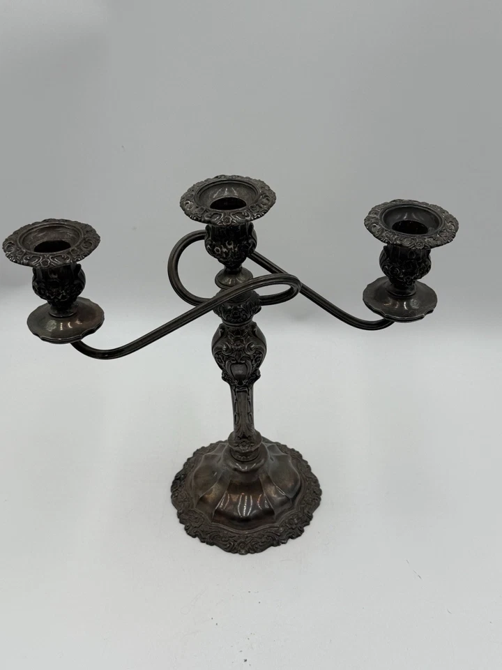 "Hermoso candelabro barroco antiguo enchapado en plata 11x5x11,5""" Foto 4 de 4