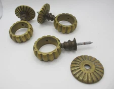 Antique Brass Curtain Pole Holder Hand Rail Bracket Old Hanger Victorian £15each