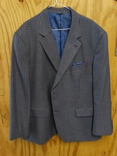 Oak Hill Jacket Mens 50 R tan navy Plaid Blazer Pockets Formal