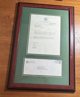 Marshall University Football NCAA Rejection letter Plane Crash Framed Rare