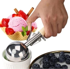 4oz Gray Handle Stainless Steel Portion Control Food Disher Scoop for Batter