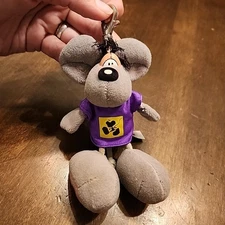 Diddl Plush Mouse Keychain With Purple "HALLO!"  Shirt BACKPACK CLIP