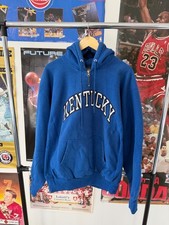 Vintage 90s Steve  Barrys Kentucky Wildcats College 1/4 Zip Blue Hoodie Size XL