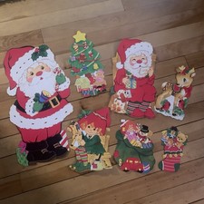Lot Vintage Christmas Die Cut Decorations Santa Tree Toy Bag