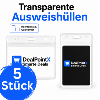 5x Ausweishüllen Transparent ID Kartenhalter Ausweis Schutzhülle Hoch/Querformat