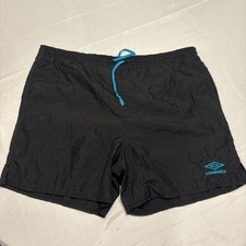 Vintage Men  s Umbro Black And Teal Soccer Shorts Large