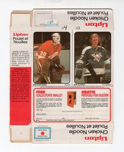 DAN BOUCHARD  RON SCHOCK  1974-75 LIPTON SOUP UNCUT BOX NO 44-43   89853