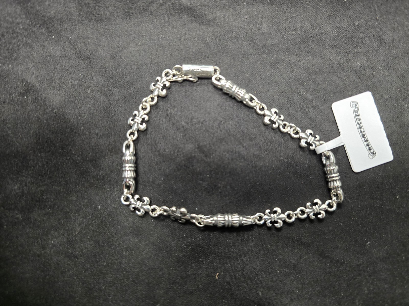 Chrome Hearts Silver Chain Bracelet Metal Asymmetrical Lobster Clasp Signed